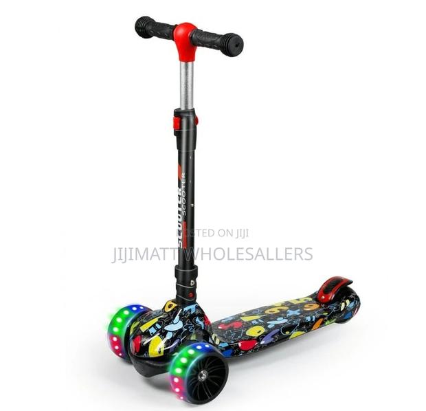 Kick Scooters for Kids,3-Wheel Foldable Scooter Black - main view