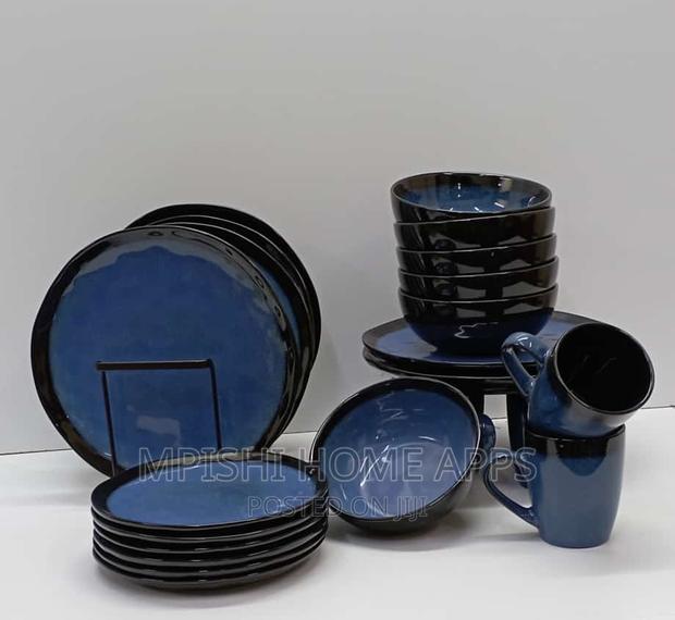 24pcs Dinner Set Blue, Black - main view