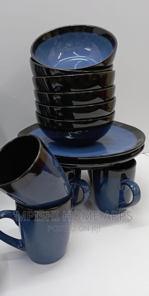 24pcs Dinner Set Blue, Black - thumbnail 2