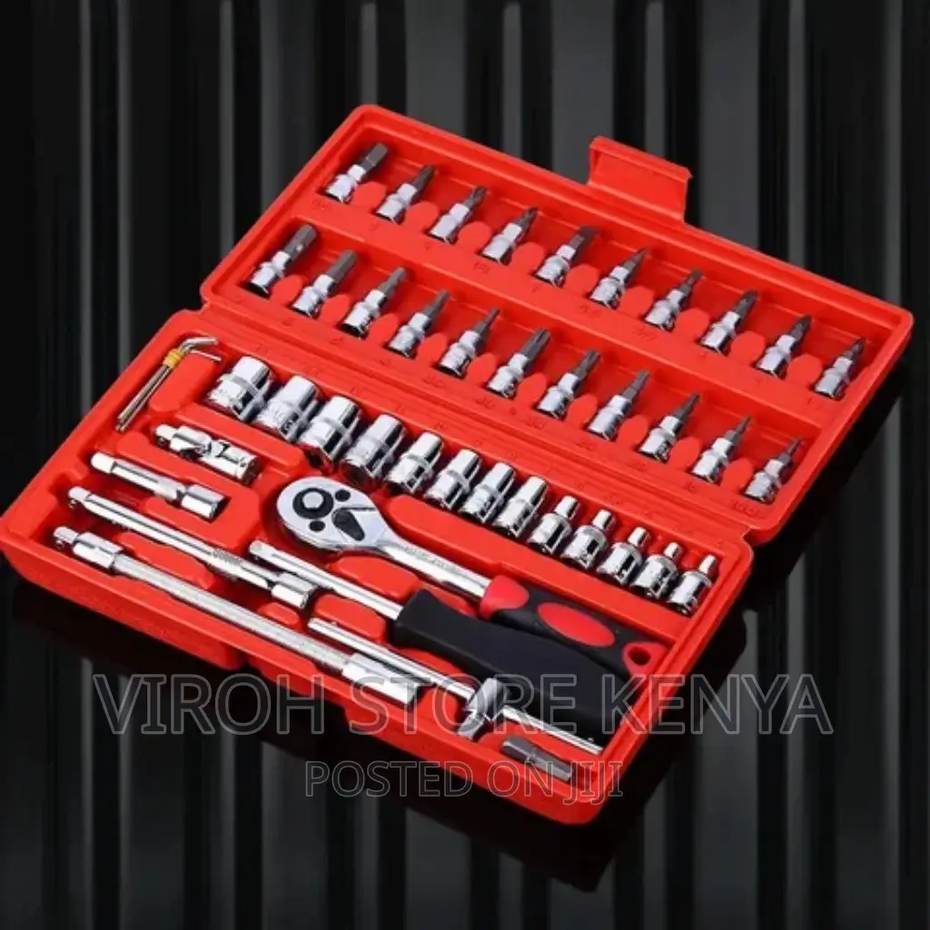 46pcs Combination Wrench Ratchet Mechanic Tools Box