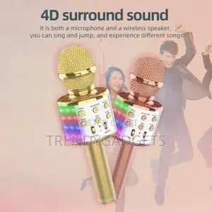 LED Light Karaoke Microphone Wireless Speaker WS-858 Mike Fo
