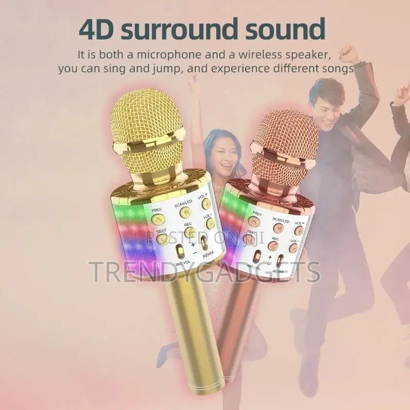 LED Light Karaoke Microphone Wireless Speaker WS-858 Mike Fo