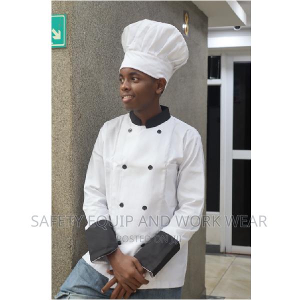White Chef Jacket With Black Piping - thumbnail 2