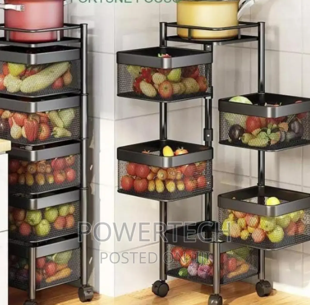 5 Tier Kitchen Square Rotating Storage Rack Trolley
.