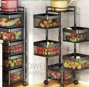 5 Tier Kitchen Square Rotating Storage Rack Trolley
.