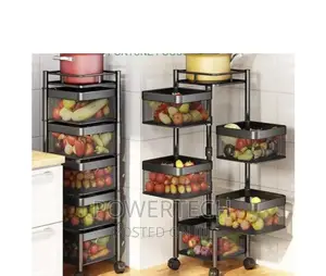 5 Tier Square Rotating Storage Rack With Wheels 