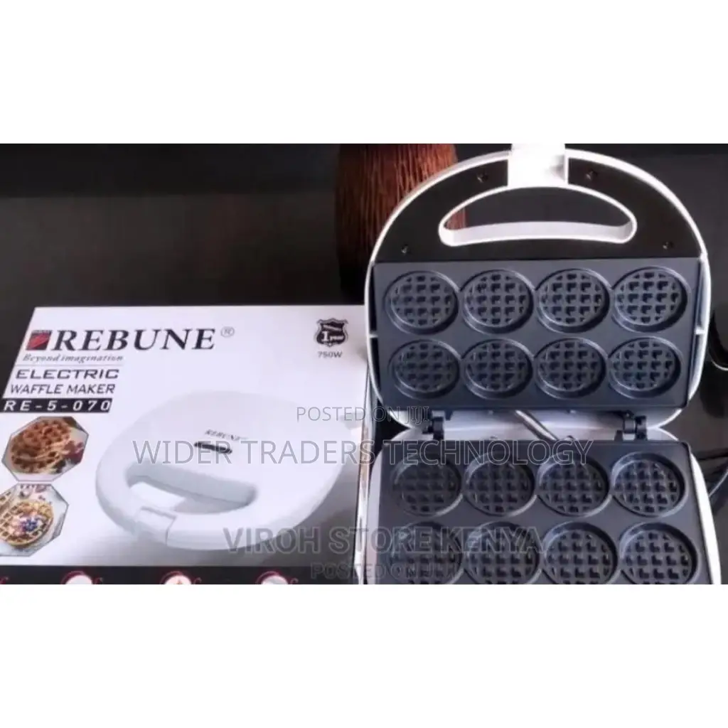 Rebune Waffle Maker 750W Non Stick Coating,Safety Locker