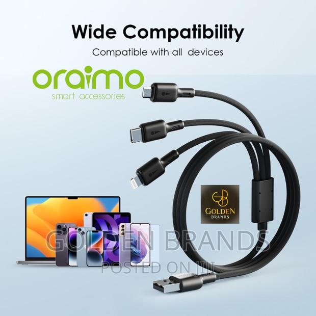 Oraimo Charger Cable 3 in One, Lightning, Type C, Micro USB - main view