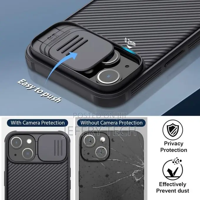 Nilkin for iPhone 14 Case With Camera Cover Camshield Pro