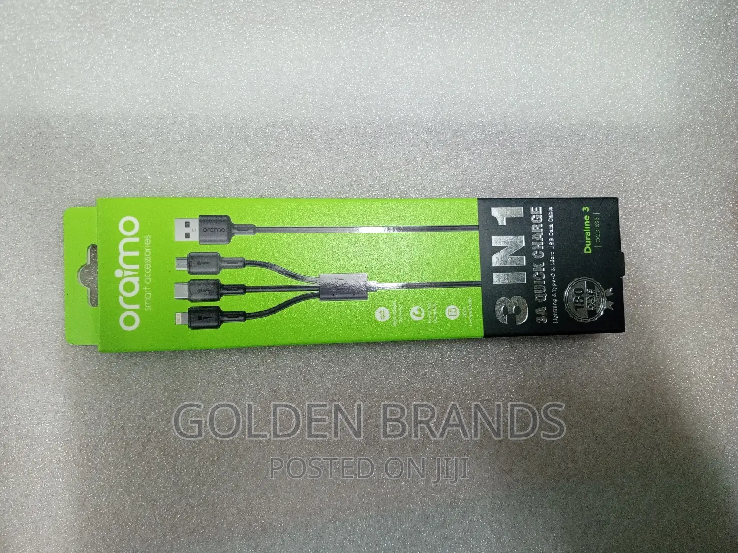 Oraimo Charger Cable 3 in One, Lightning, Type C, Micro USB