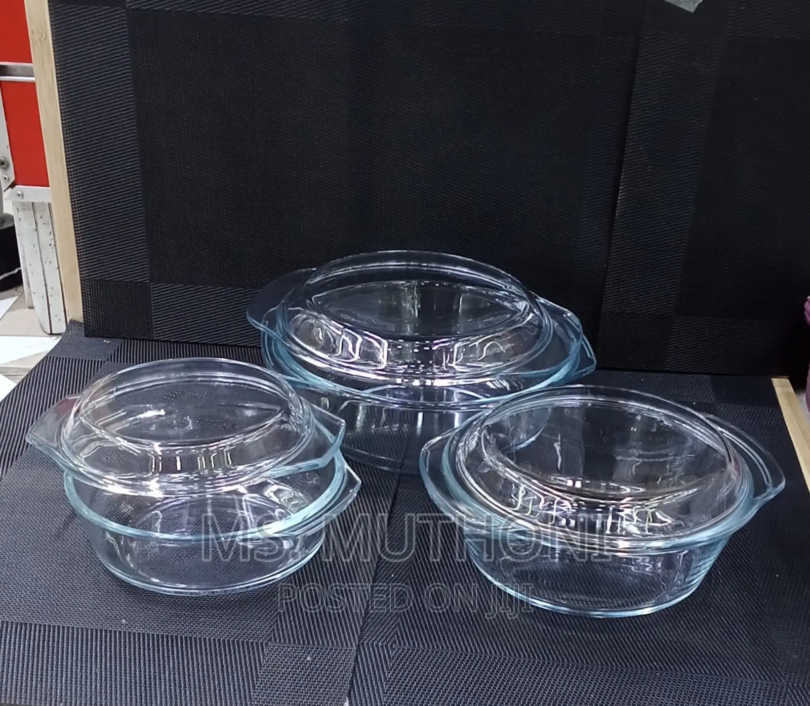 Signature 3pcs Glass Casserole Set With Lids( 1.5, 1l 0.7