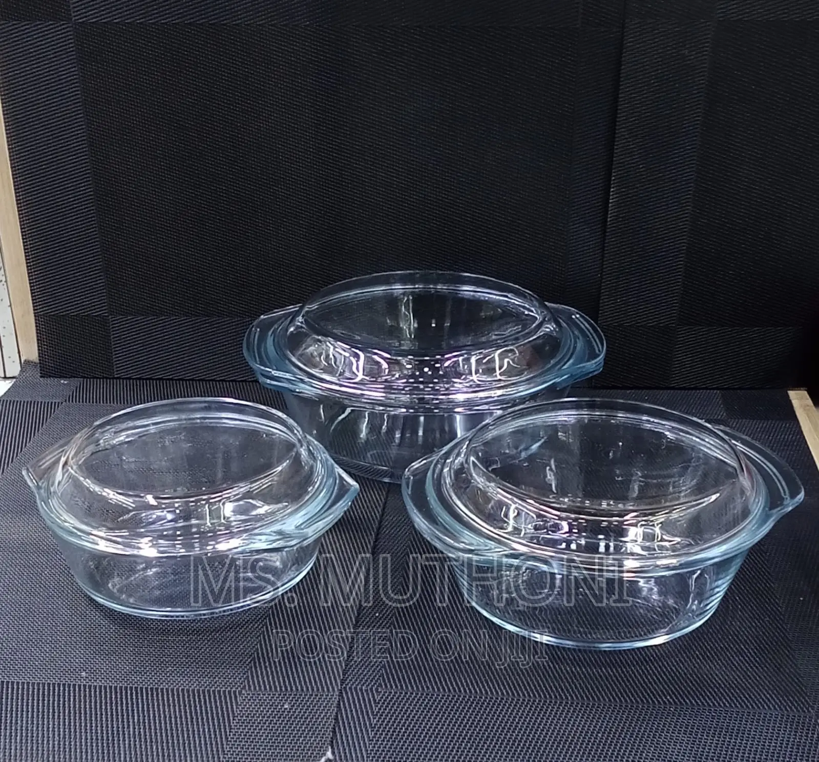 Signature 3pcs Glass Casserole Set With Lids( 1.5, 1l 0.7