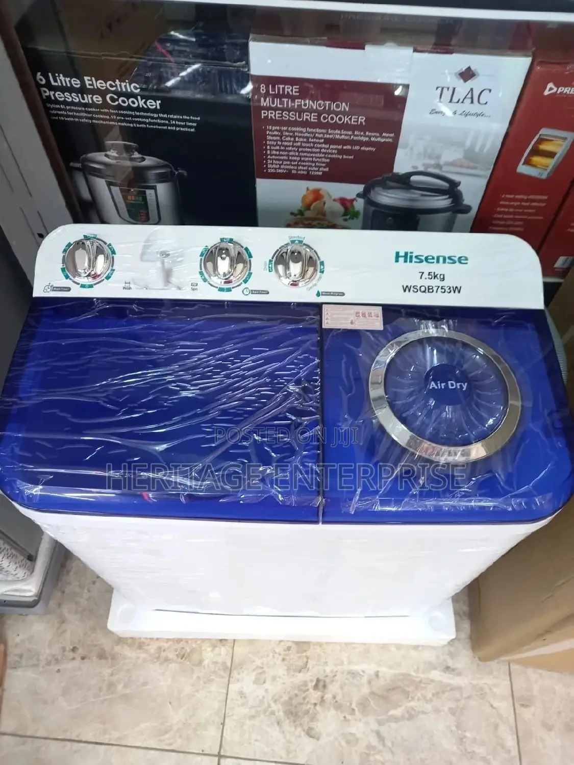 Washing Machine Hisense 7.5kg Twin Tub Washing Machine.