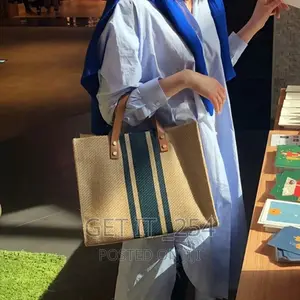 Vintage Stripped Tote Bag / Large Capacity Handbag
