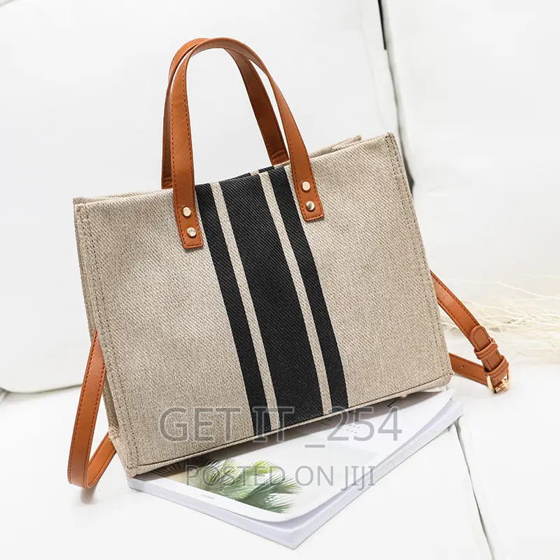 Vintage Stripped Tote Bag / Large Capacity Handbag
