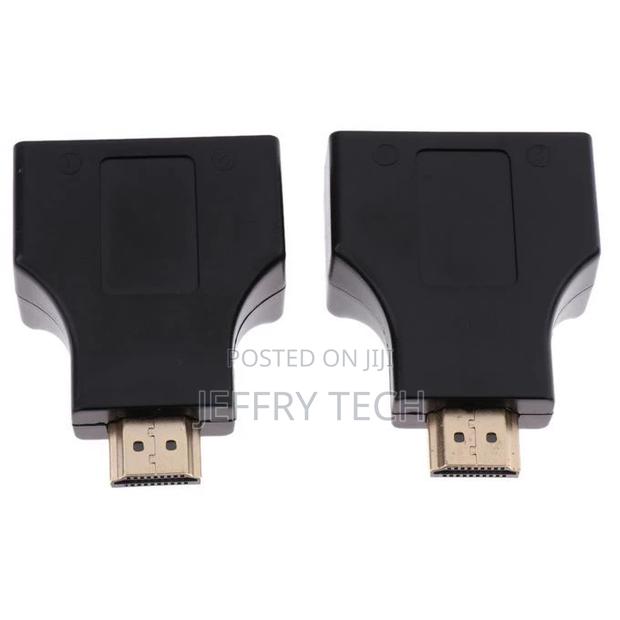 Splitter Adapter 1 HDMI to 2 RJ45 Adapter Ethernet Cable Net - thumbnail 3