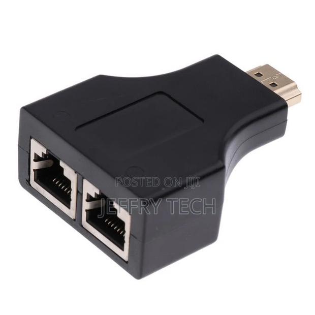 Splitter Adapter 1 HDMI to 2 RJ45 Adapter Ethernet Cable Net - thumbnail 4