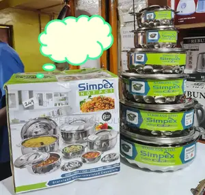 Hot Pot Set of 6 Simpex Stainless Steel Heavy Duty Silver O