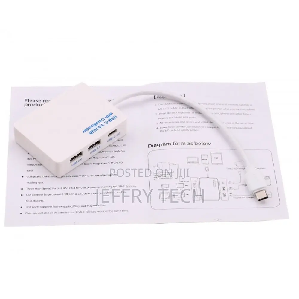 USB-C / Type-C USB 3.0 Hub With Card Reader for Phone, Table