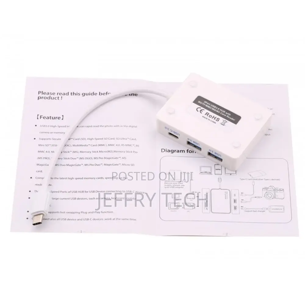 USB-C / Type-C USB 3.0 Hub With Card Reader for Phone, Table