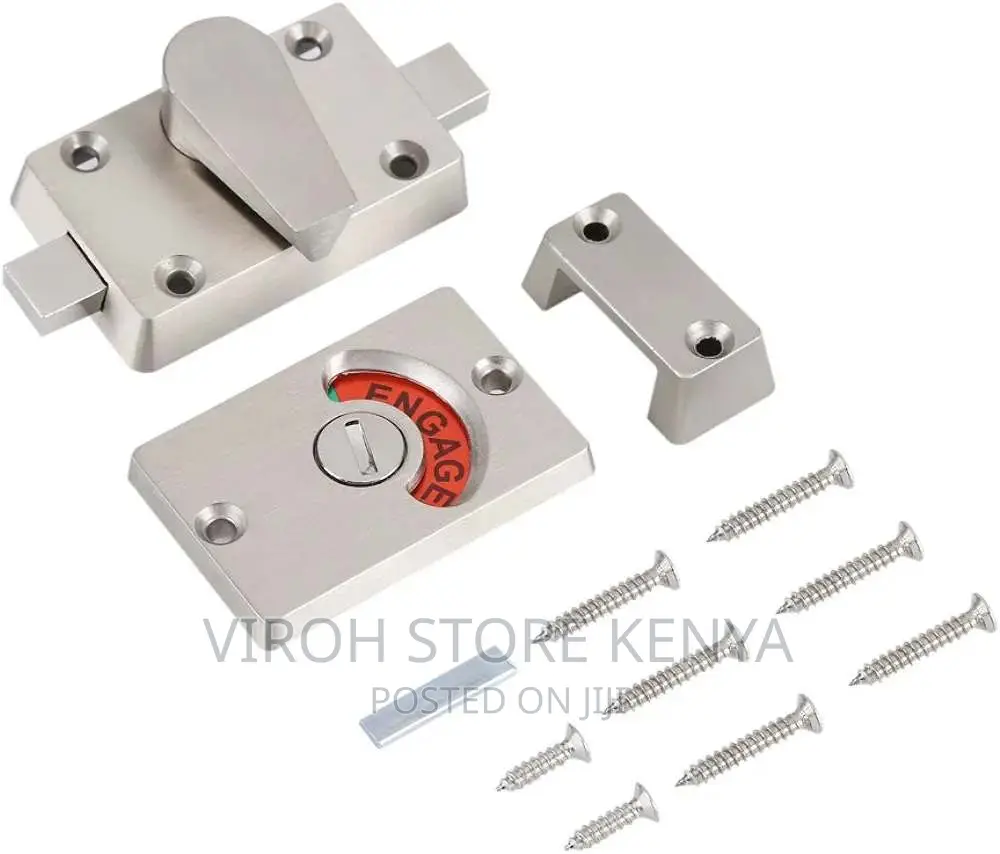 Stainless Bathroom Toilet Privacy Door in Use Lock Indicator
