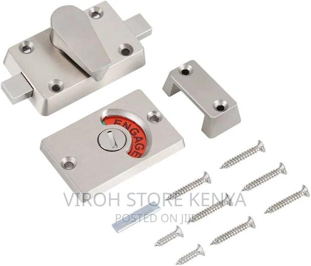 Stainless Bathroom Toilet Privacy Door in Use Lock Indicator