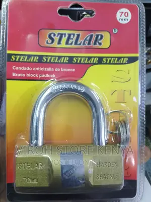 Stellar 70mm Padlock Brass Block Padlock 3 Keys