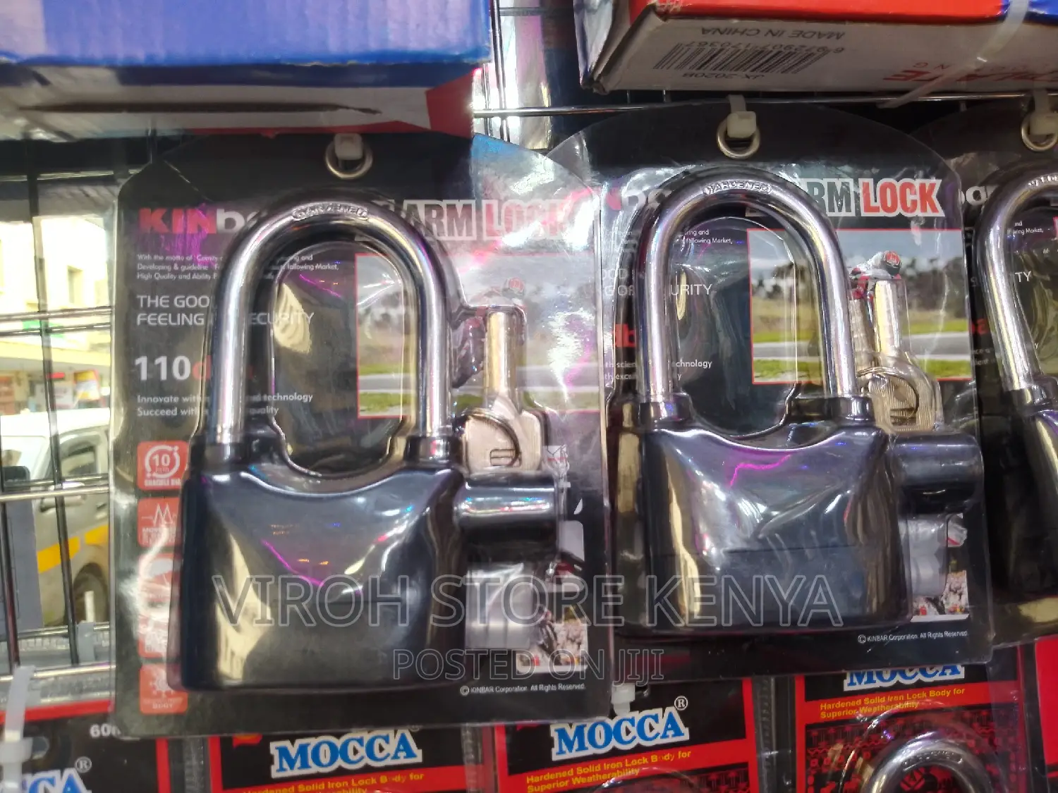 Alarm Padlock With Long Shackle and Extra Batteries - Black