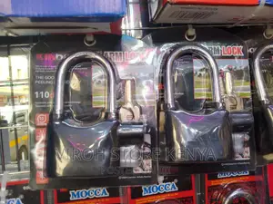 Alarm Padlock With Long Shackle and Extra Batteries - Black