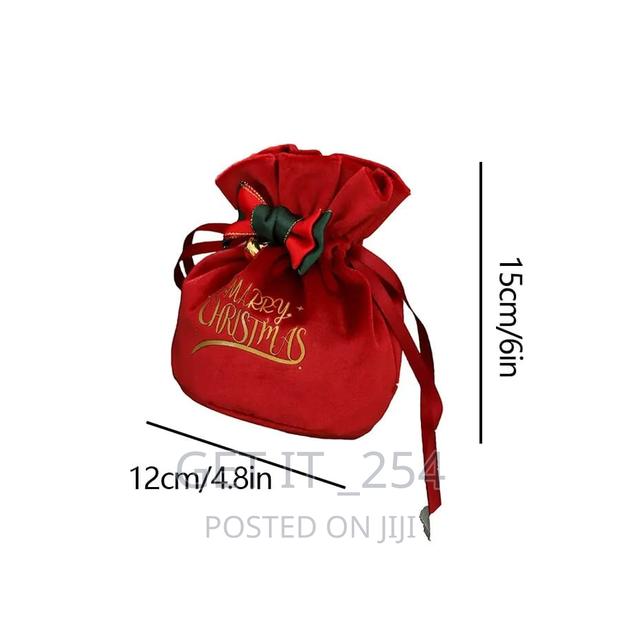 Christmas Velvet Candy / Gift Drawstring Bag Size : 15x12cm