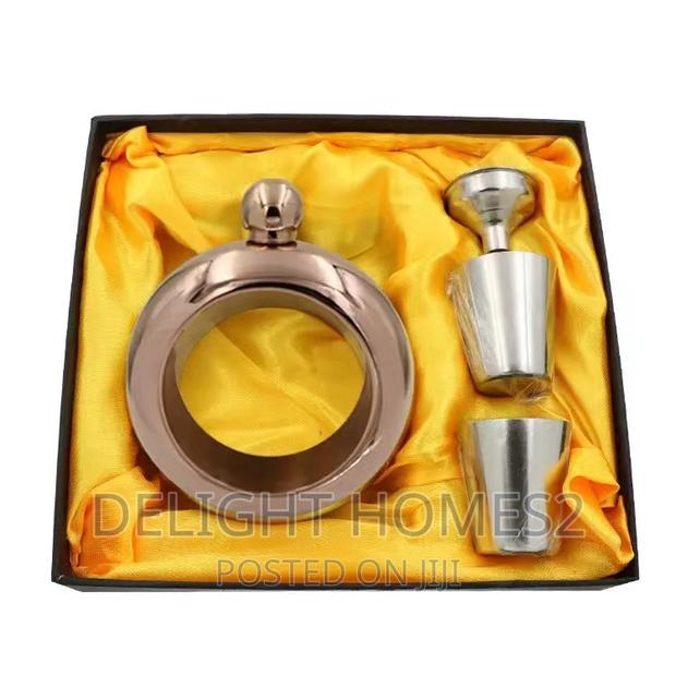Round Flask (Bangle) Gift Set With Two Shot Glasses - main view