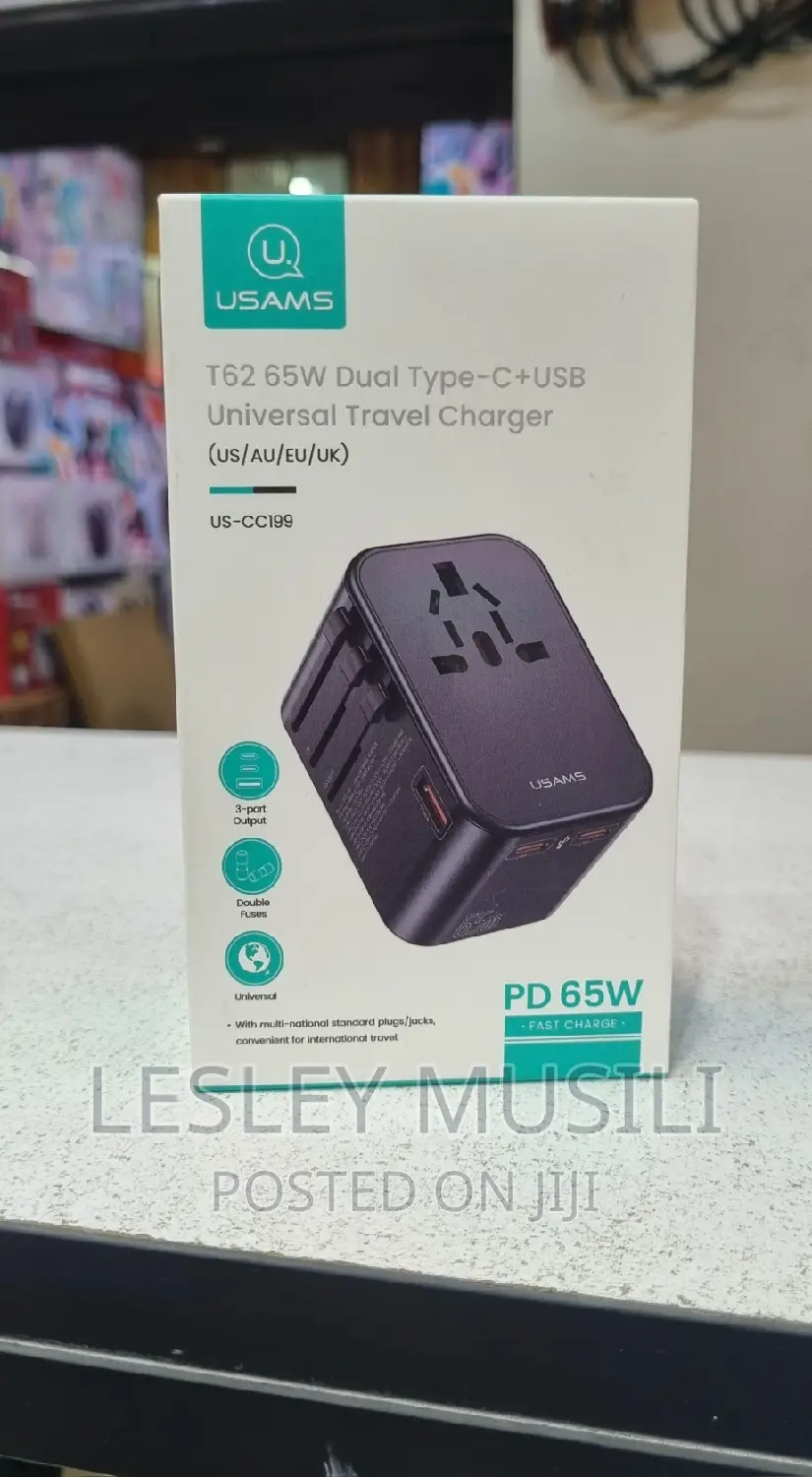 Usams
T62 65W Dual Type-C+Usb
Universal Travel Charger