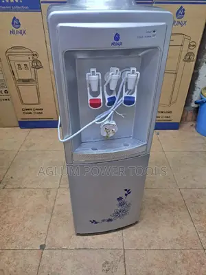 Water Dispenser Grey in Color Hot, Cold and Grey.