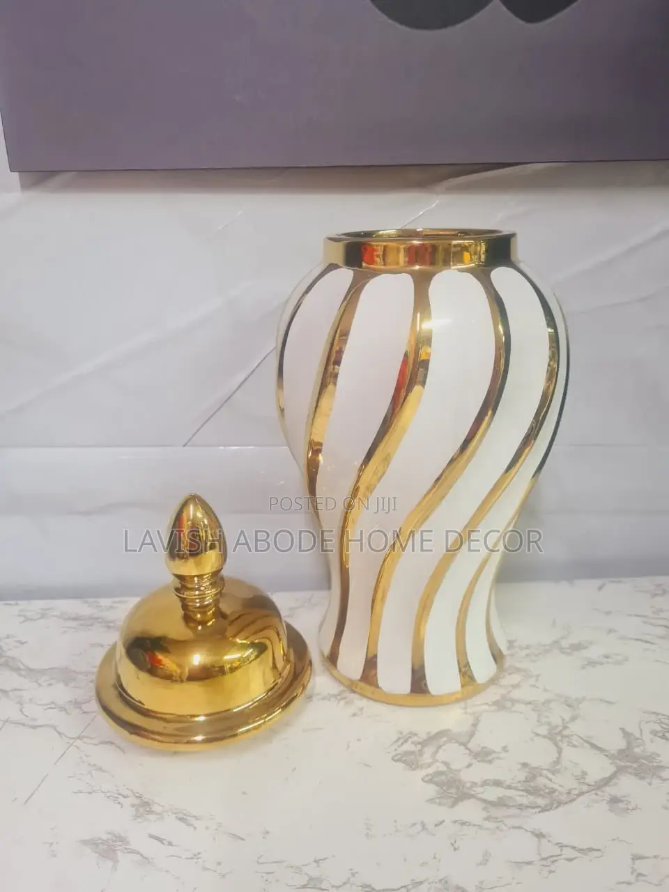 Gold Ginger Jar Flower Vase 35cm