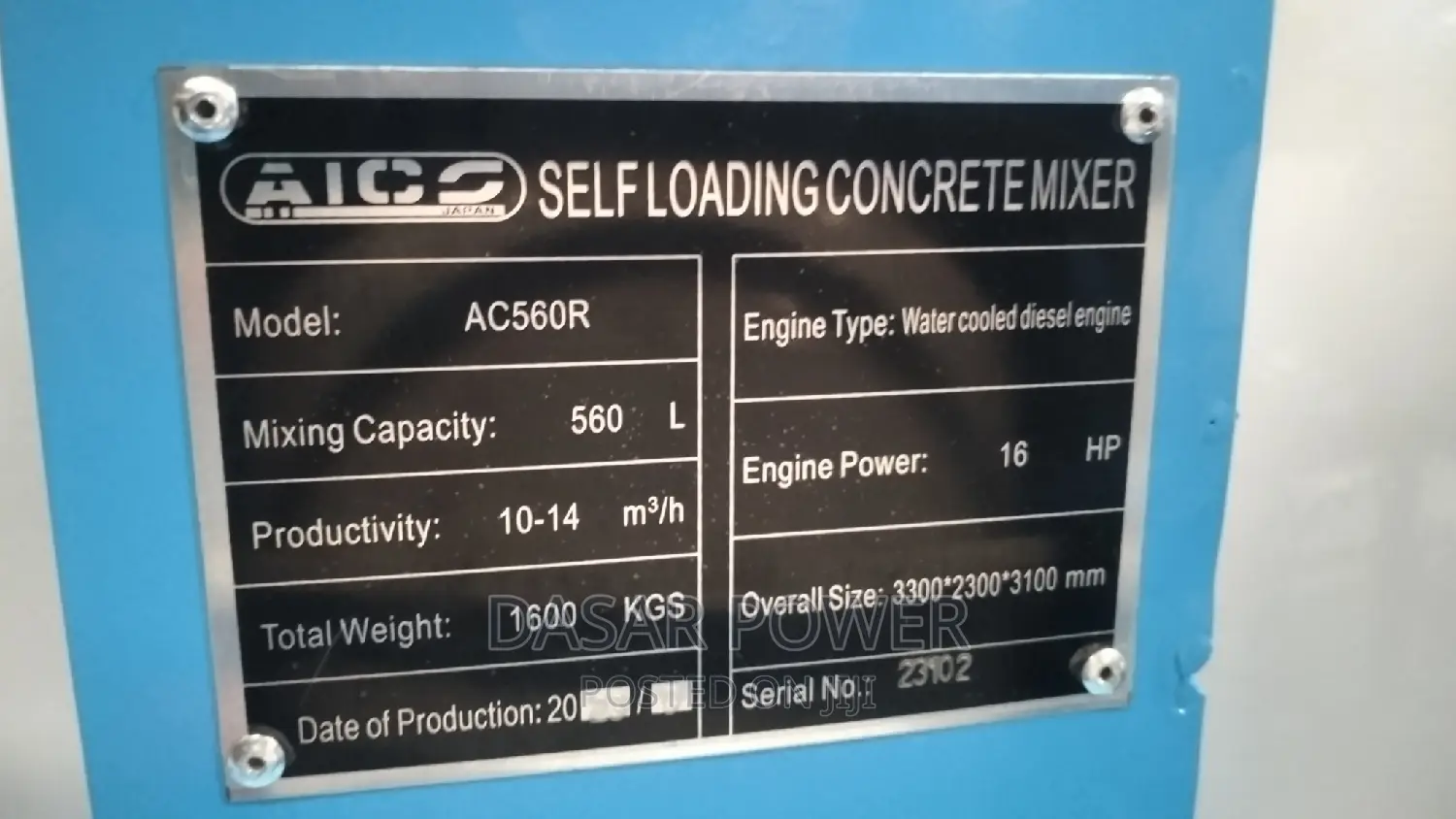 Self-Loading Diesel Concrete Mixer