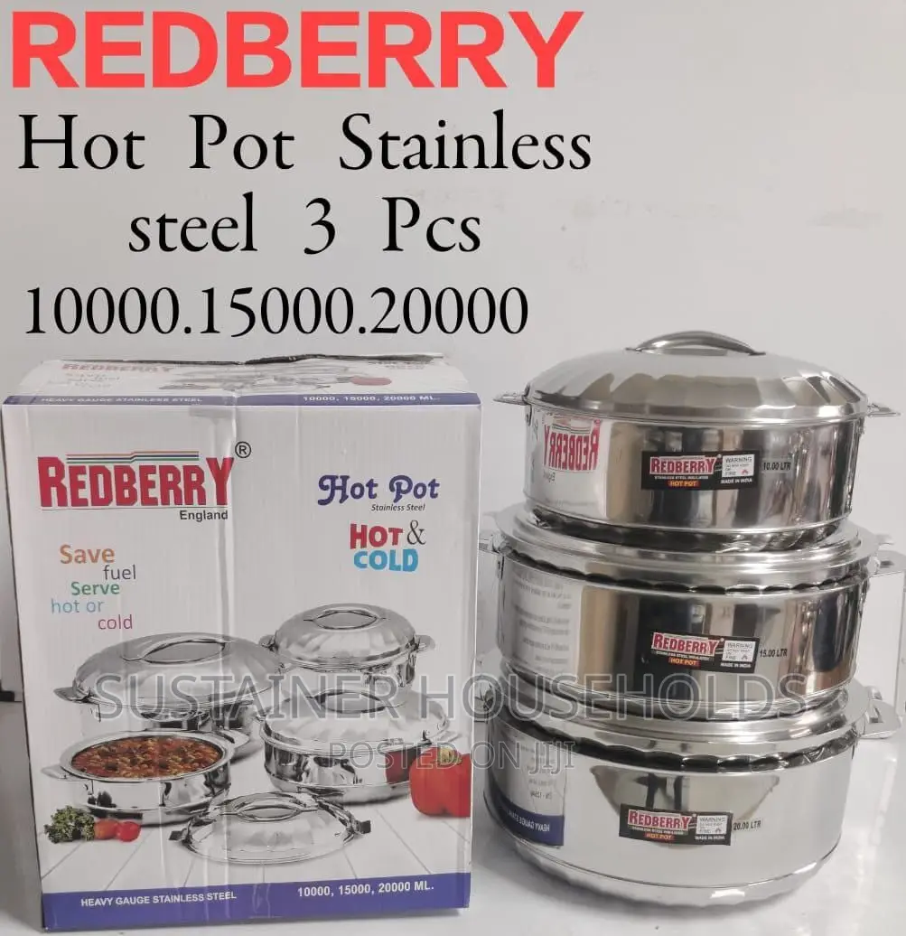Redberry
 3pcs Set Hotpots 
Size - 10000/15000/20000 Ml