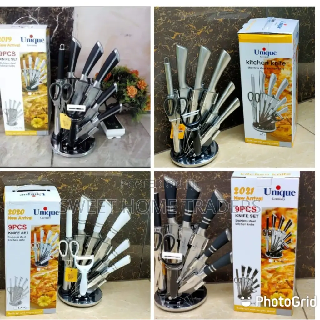 UNIQUE Stainless Steel 9 Knife Set,.