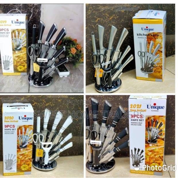 UNIQUE Stainless Steel 9 Knife Set,.