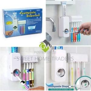 Toothpaste Dispenser + Toothbrush Holder Set- Assorted - thumbnail 2