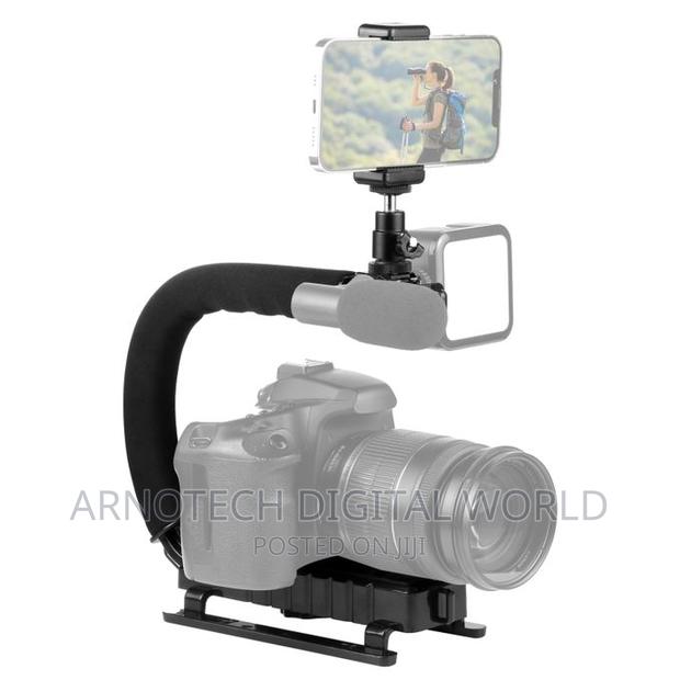Camera Gimbal Stabilizer With Led Studio Video Light Microph - thumbnail 2