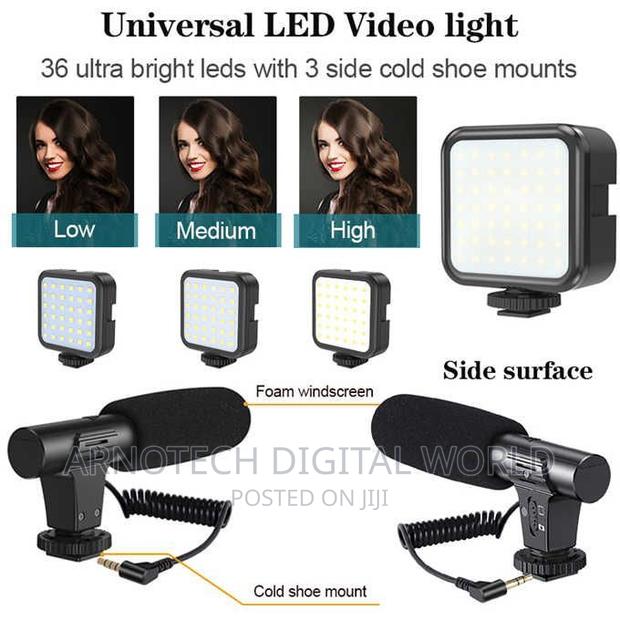 Camera Gimbal Stabilizer With Led Studio Video Light Microph - thumbnail 3