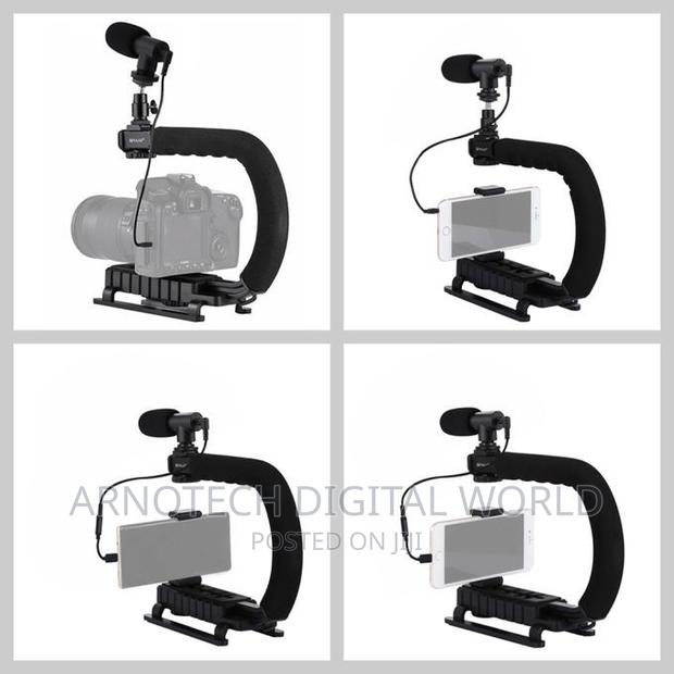 Camera Gimbal Stabilizer With Led Studio Video Light Microph