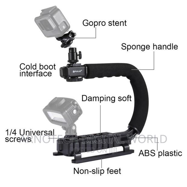 Camera Gimbal Stabilizer With Led Studio Video Light Microph - thumbnail 6