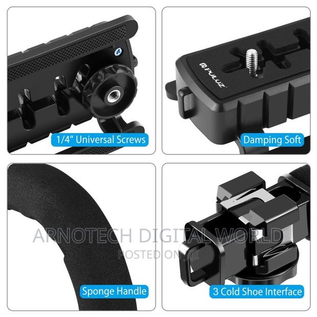 Camera Gimbal Stabilizer With Led Studio Video Light Microph - thumbnail 7
