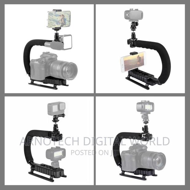 Camera Gimbal Stabilizer With Led Studio Video Light Microph - thumbnail 5