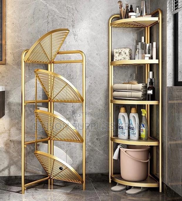 Bathroom Corner Shelf Gold 4 Tier Foldable Corner Shelf