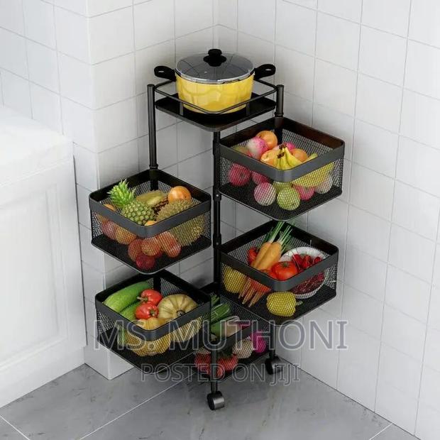 5 Tier Floor Mobile Rotating Storage Rack* - thumbnail 2