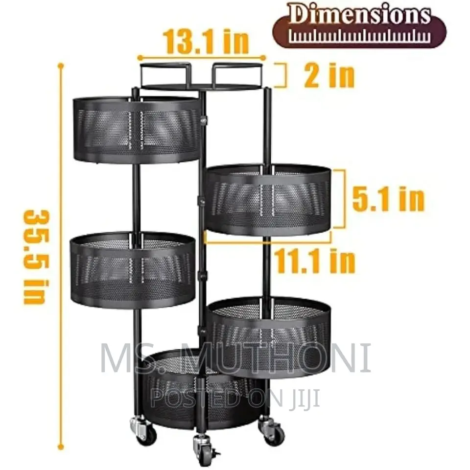 5 Tier Floor Mobile Rotating Storage Rack*