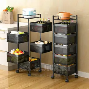 5 Tier Floor Mobile Rotating Storage Rack*