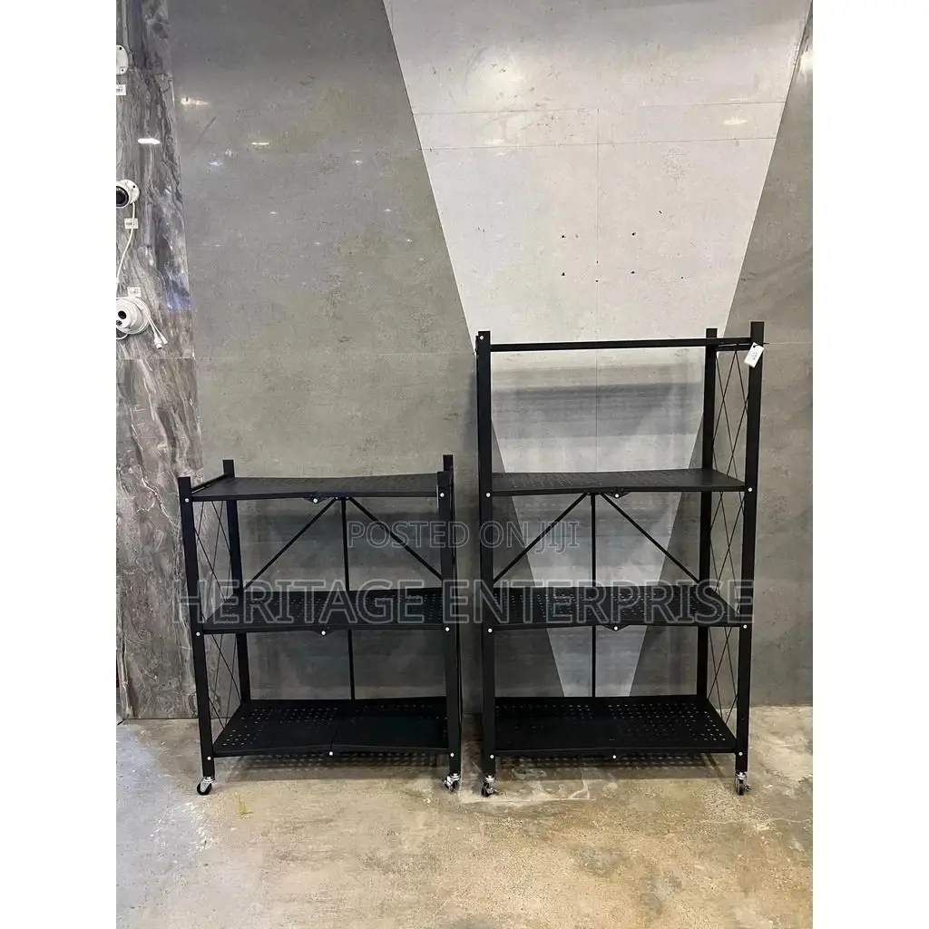 Kitchen Metallic Storage Rack With Wheels